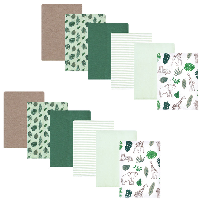 Hudson Baby Flannel Burp Cloth 12pk, Jungle