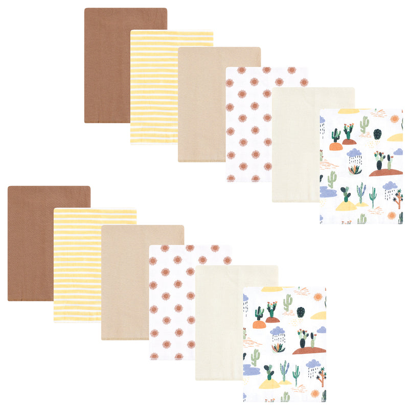 Hudson Baby Flannel Burp Cloth 12pk, Fun Desert