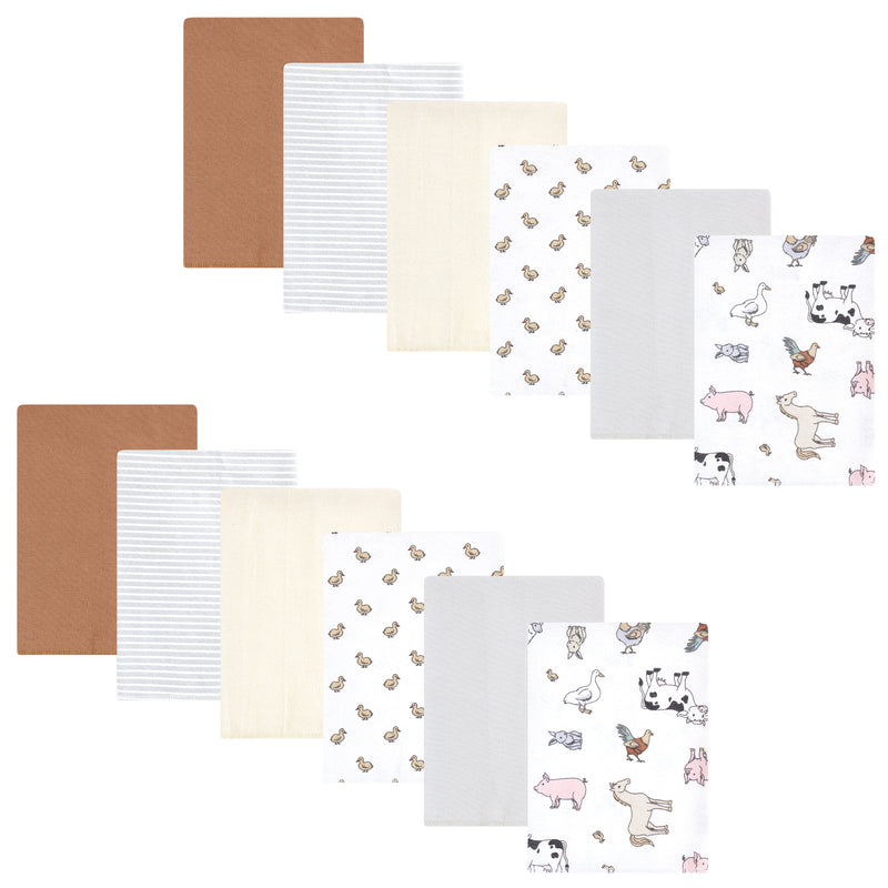 Hudson Baby Flannel Burp Cloth 12pk, Farm World