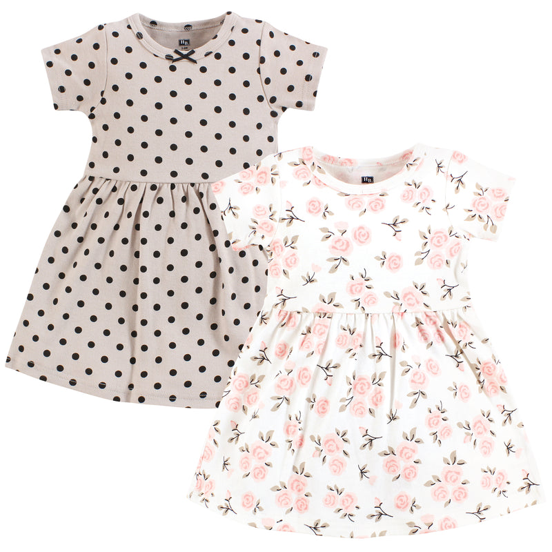 Hudson Baby Cotton Dresses, Neutral Pink Floral