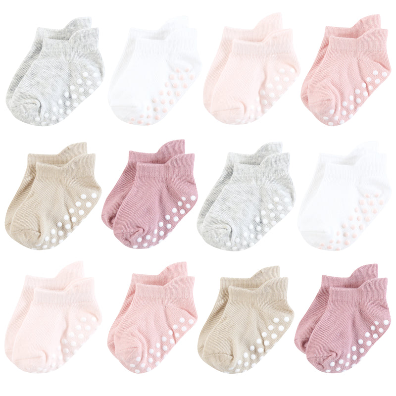 Hudson Baby Non-Skid No-Show Socks, Mauve Neutral