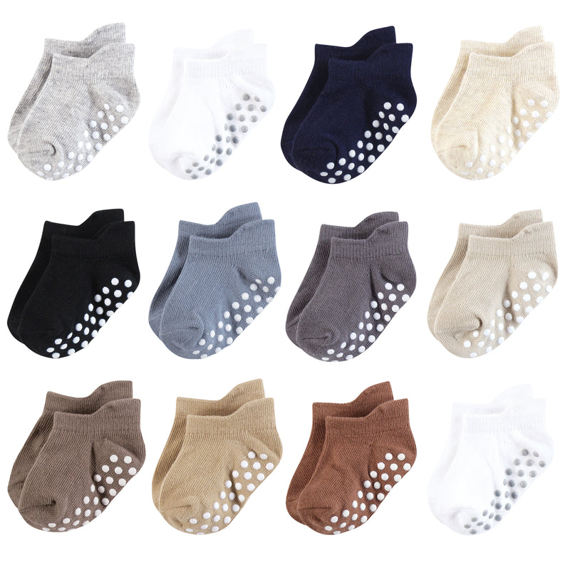 Hudson Baby Non-Skid No-Show Socks, Navy Neutrals