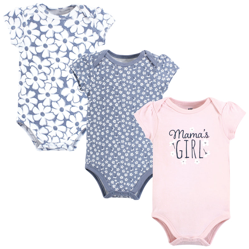 Hudson Baby Cotton Bodysuits, Mamas Girl Tiny Flower