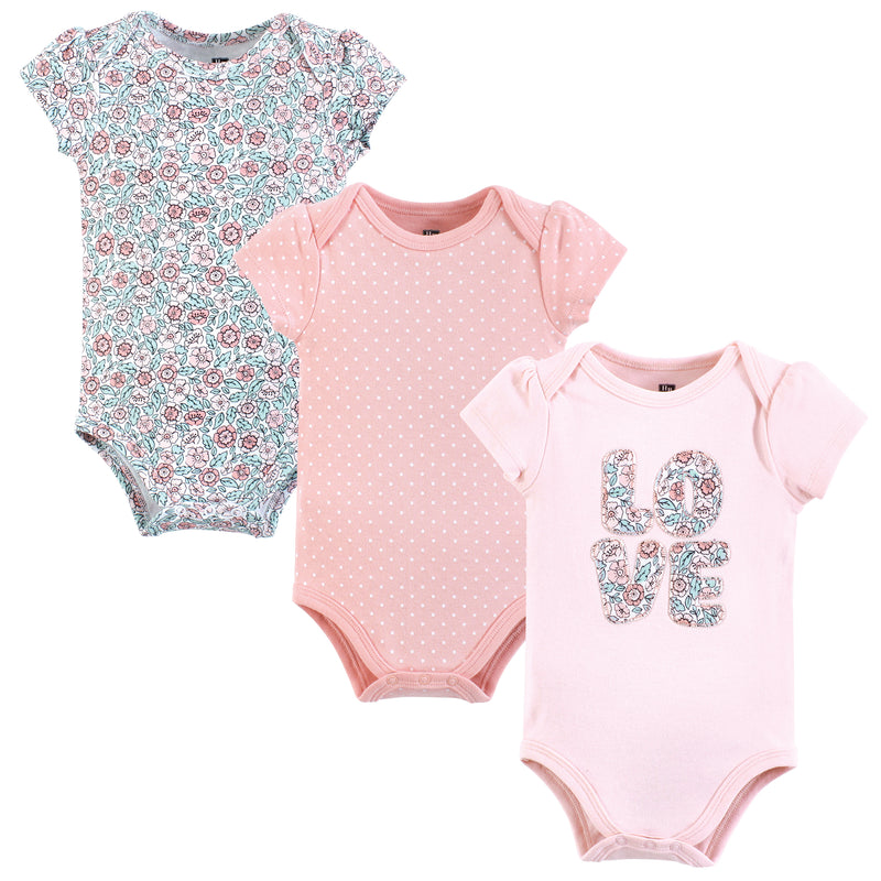 Hudson Baby Cotton Bodysuits, Love Floral