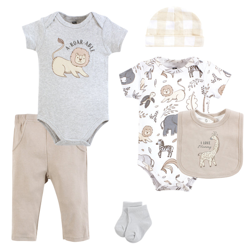Hudson Baby Cotton Layette Set, Neutral Safari