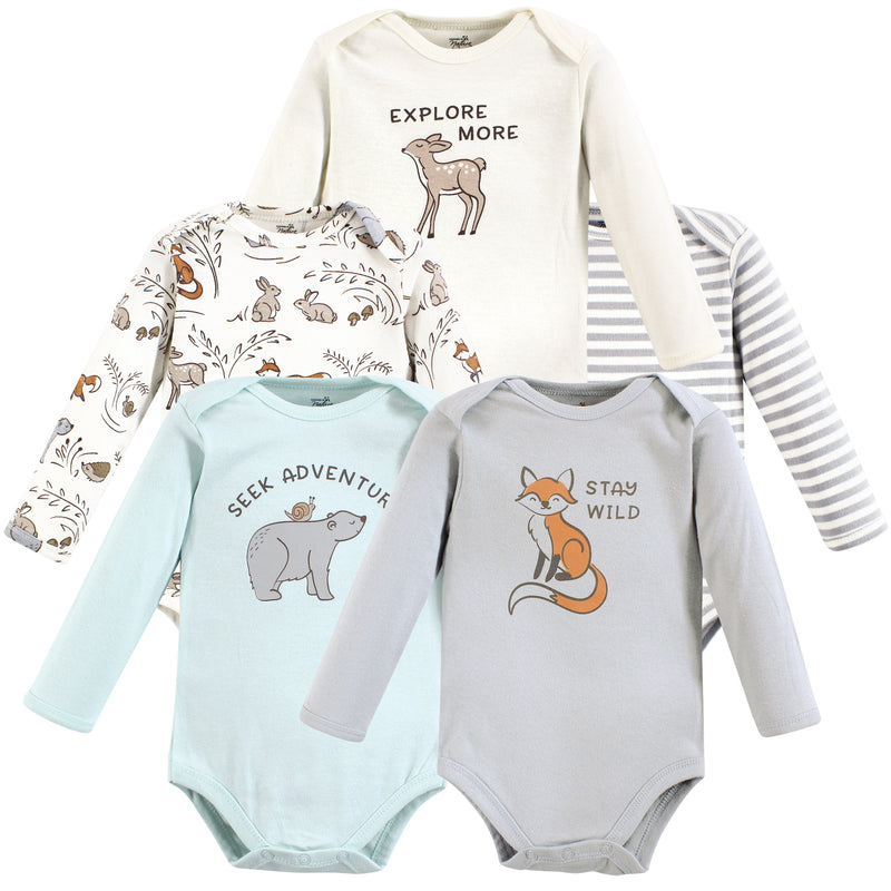Touched by Nature Organic Cotton Long-Sleeve Bodysuits, Dreamy Woodland
