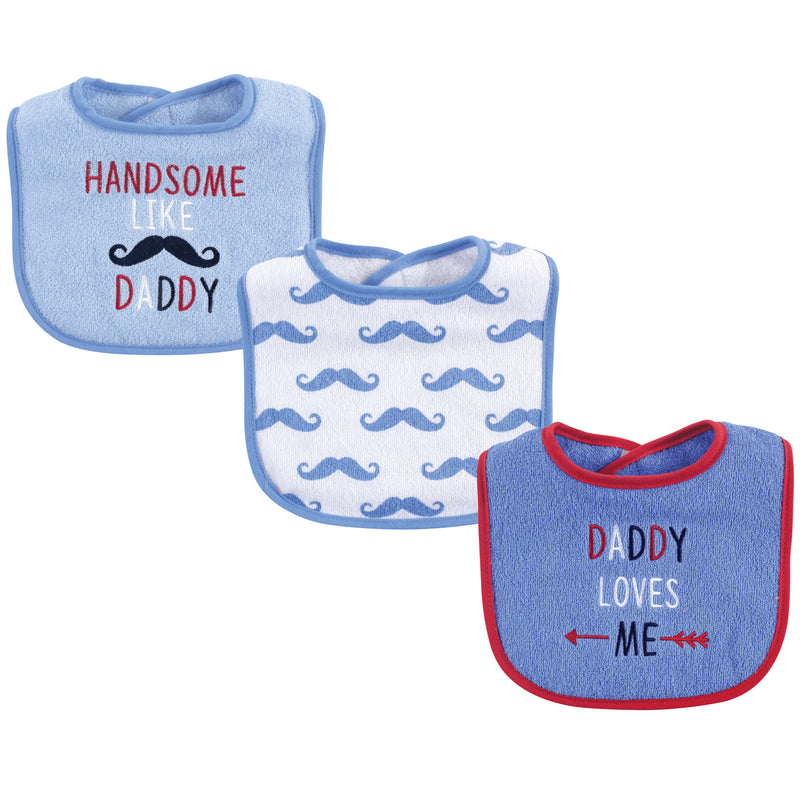 Luvable Friends Cotton Drooler Bibs with Fiber Filling, Boy Daddy
