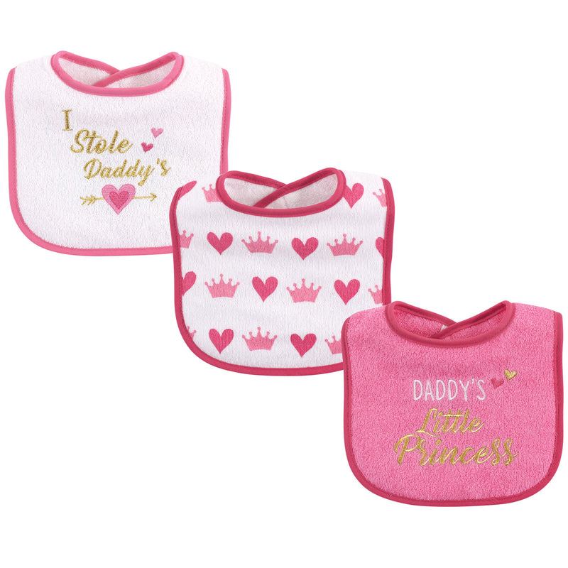 Luvable Friends Cotton Drooler Bibs with Fiber Filling, Girl Daddy