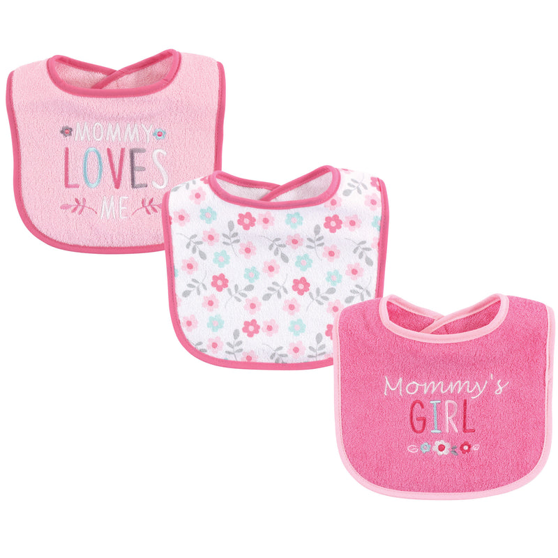 Luvable Friends Cotton Drooler Bibs with Fiber Filling, Girl Mommy