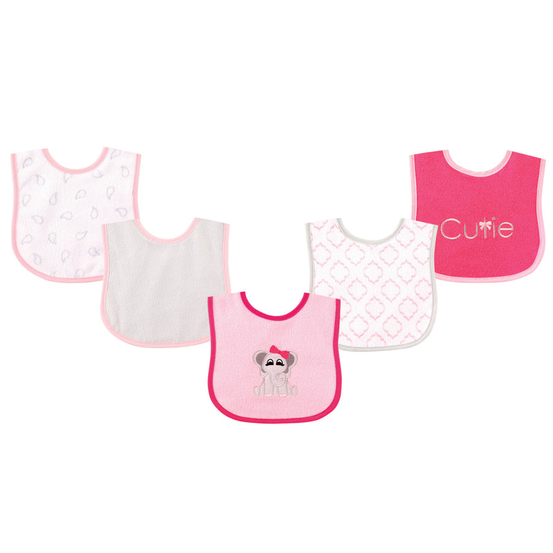 Luvable Friends Cotton Terry Drooler Bibs with PEVA Back, Elephant