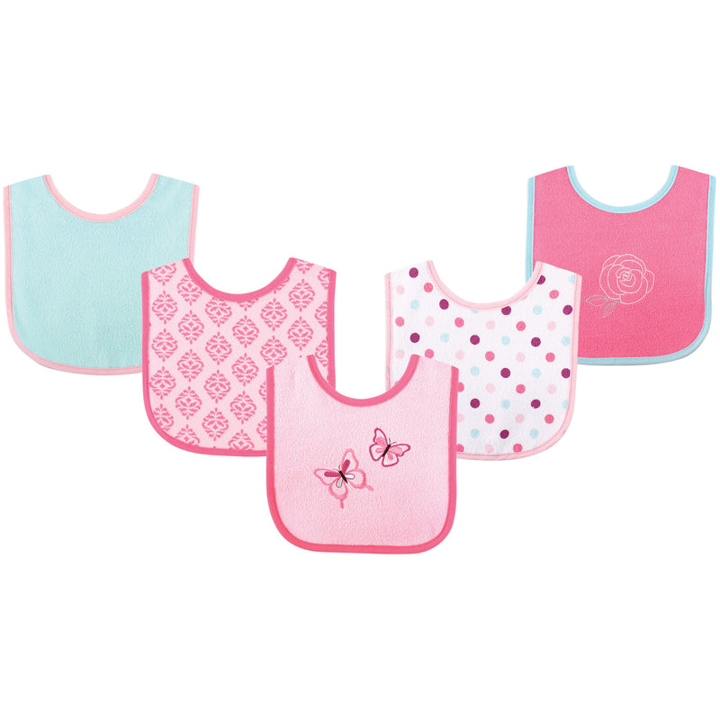 Luvable Friends Cotton Terry Drooler Bibs with PEVA Back, Butterfly