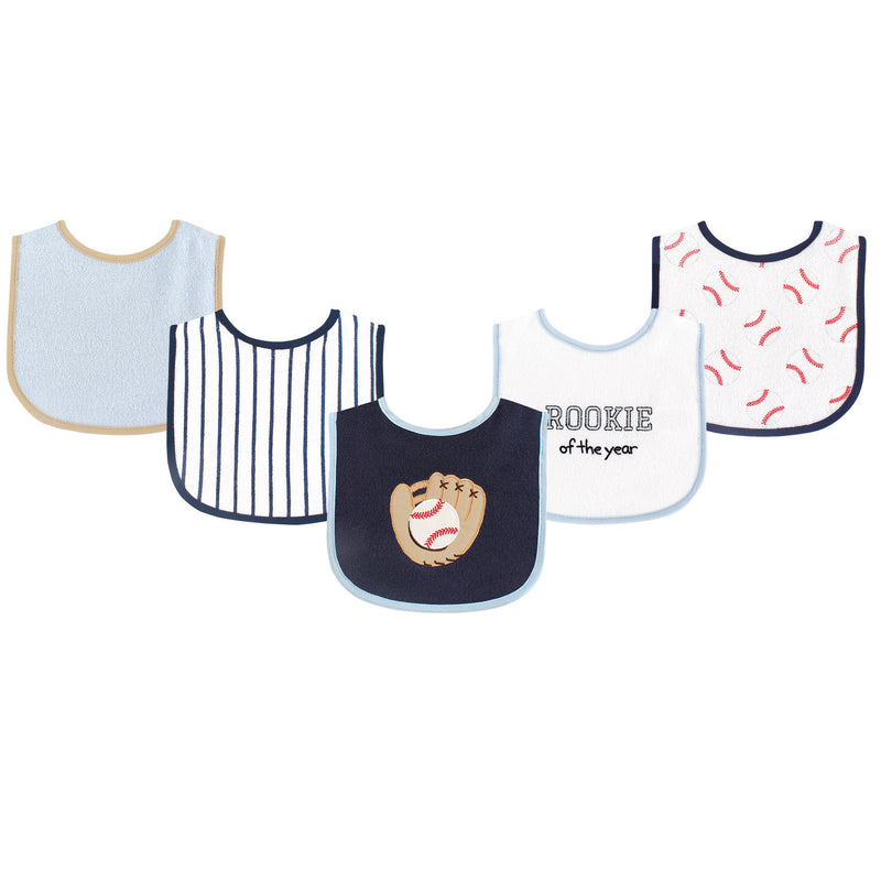 Luvable Friends Cotton Terry Drooler Bibs with PEVA Back, Baseball
