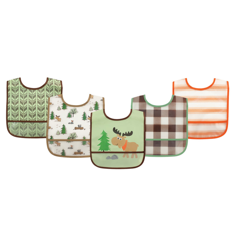 Luvable Friends Waterproof PEVA Bibs, Moose