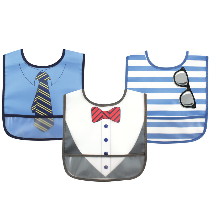 Luvable Friends Waterproof PEVA Bibs, Boy Dress Up