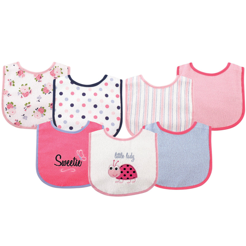 Luvable Friends Cotton Terry Drooler Bibs with PEVA Back, Ladybug