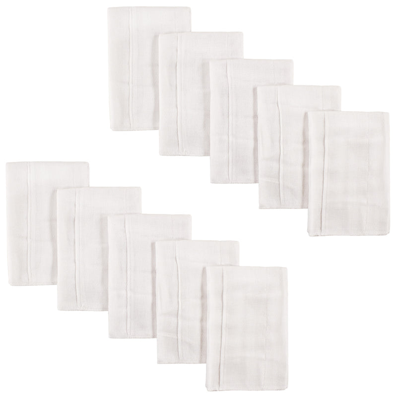 Luvable Friends Prefold Birdseye Cloth Diapers, White