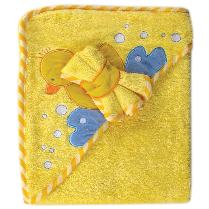 Luvable Friends Cotton Hooded Towel and Washcloth, Bird