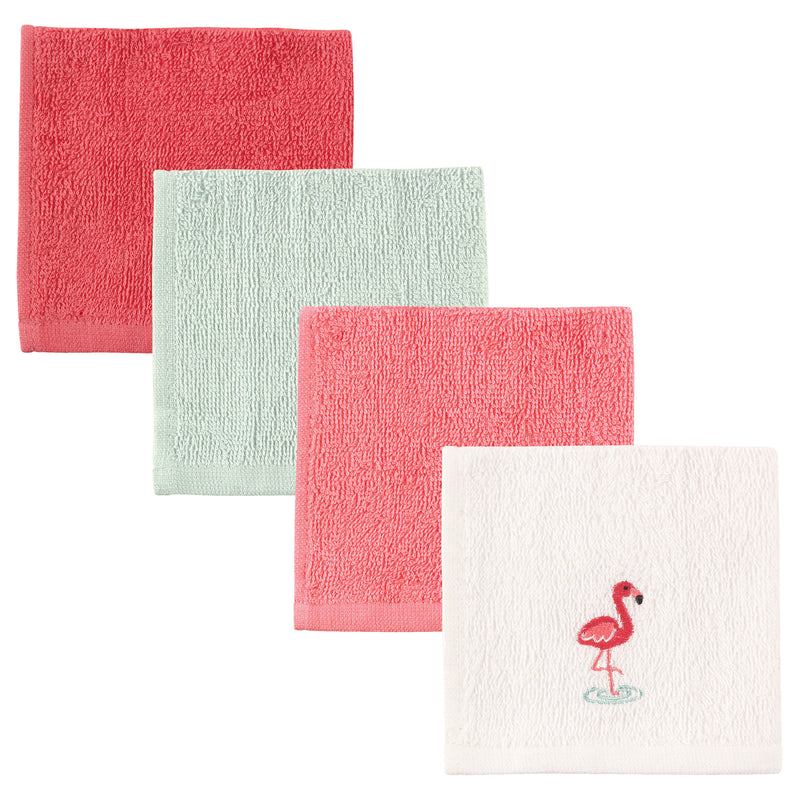 Luvable Friends Super Soft Cotton Washcloths, Flamingo