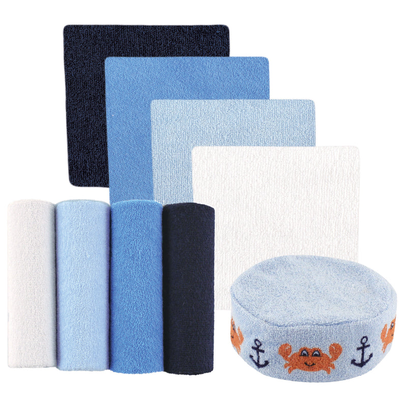 Luvable Friends Washcloths with Bonus Sponge, Crab
