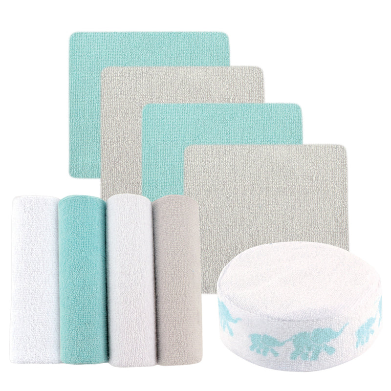 Luvable Friends Washcloths with Bonus Sponge, Elephant