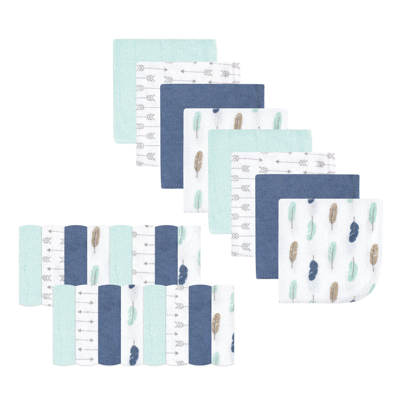 Luvable Friends Super Soft Bundle Washcloths, Boy Feathers