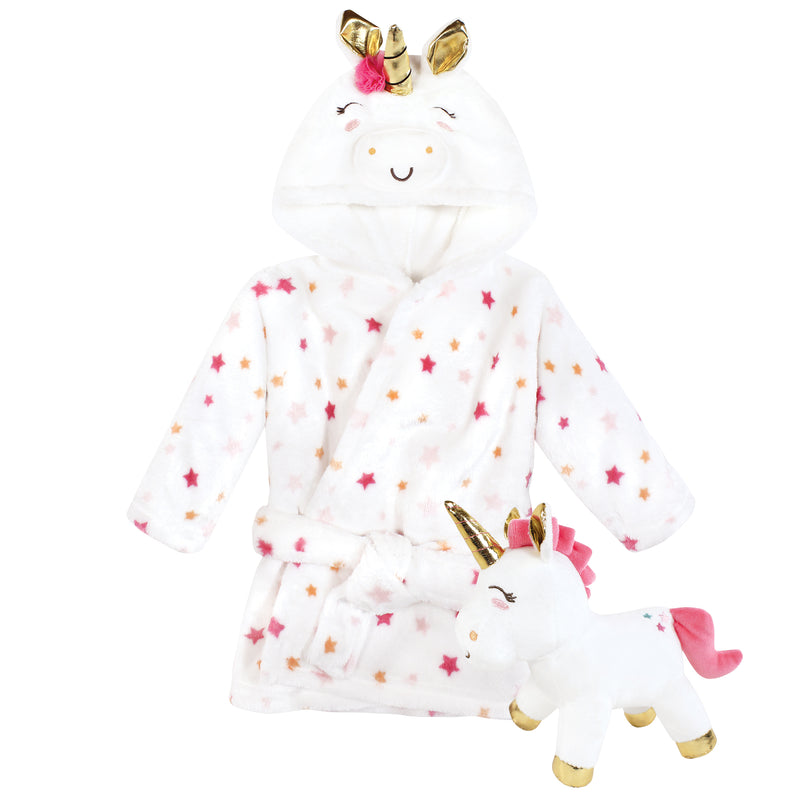 Luvable Friends Plush Bathrobe and Toy Set, Stars Unicorn