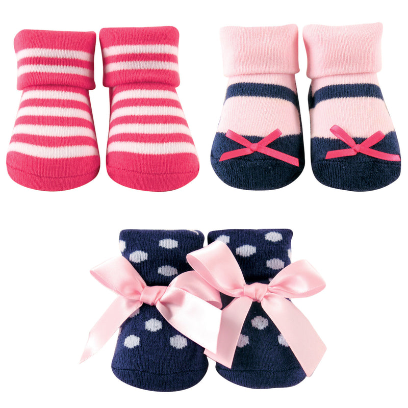 Luvable Friends Socks Giftset, Pink Navy