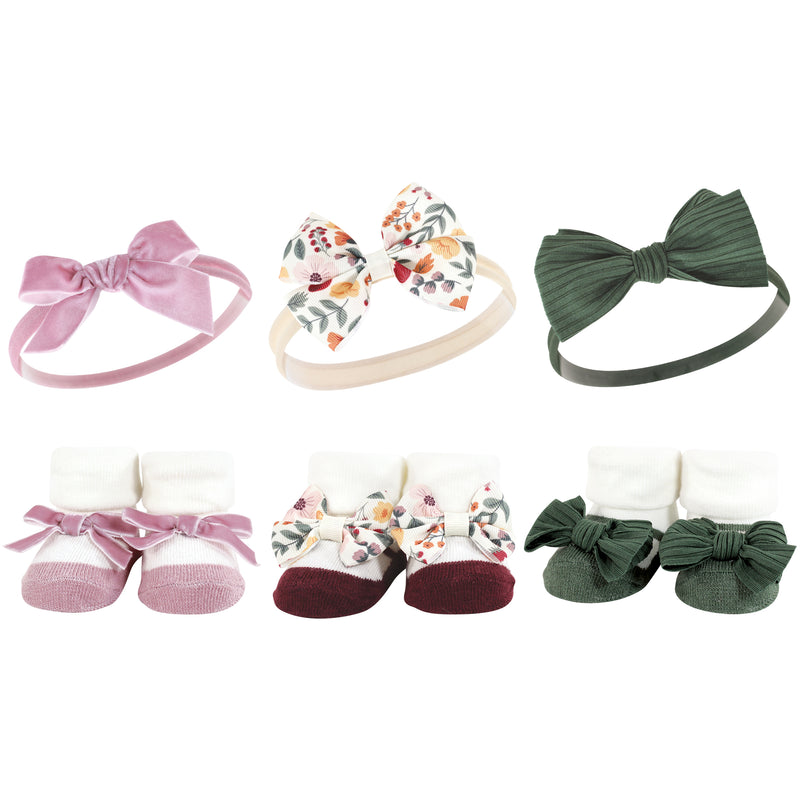 Hudson Baby Headband and Socks Giftset, Fall Botanical