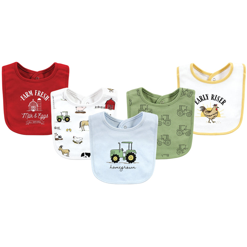 Hudson Baby Cotton Bibs, Boy Farm