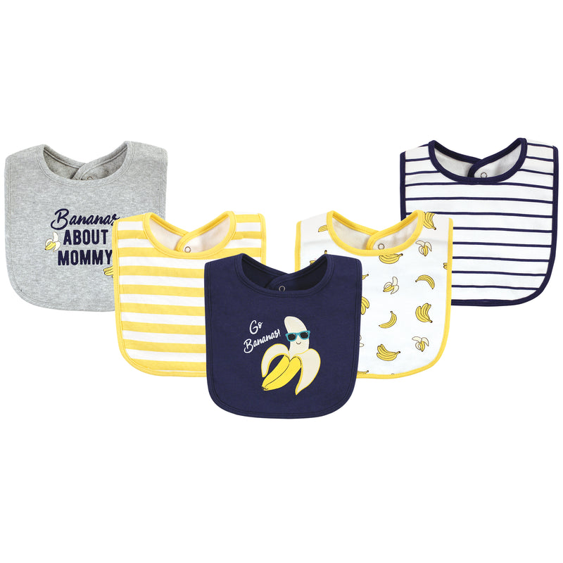 Hudson Baby Cotton Bibs, Bananas