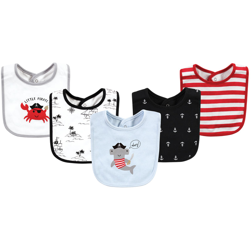 Hudson Baby Cotton Bibs, Pirate Shark