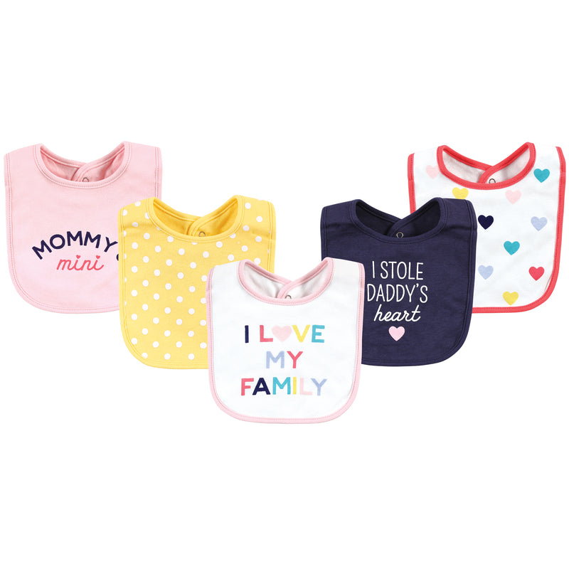 Hudson Baby Cotton Bibs, Girl Bold Family