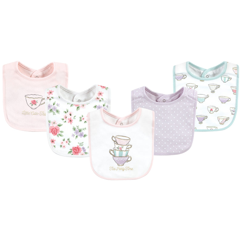 Hudson Baby Cotton Bibs, Tea Party