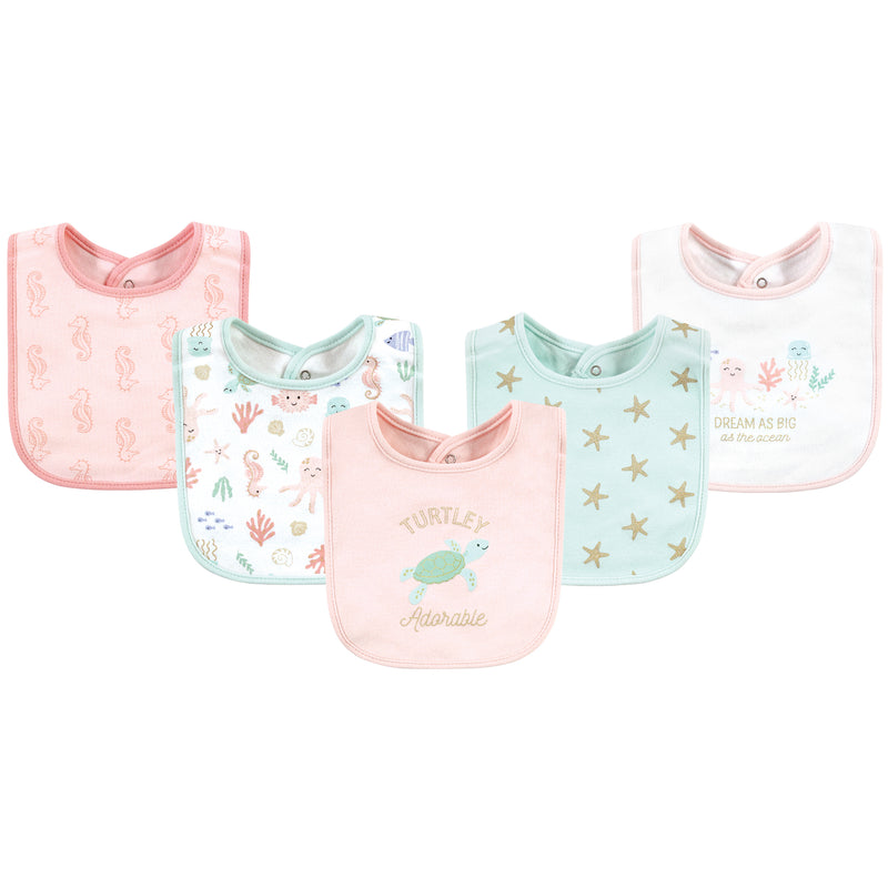 Hudson Baby Cotton Bibs, Turtley Adorable