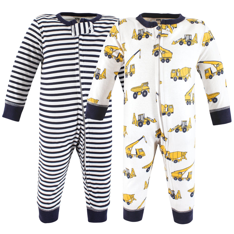 Hudson Baby Cotton Sleep and Play, Construction Trucks