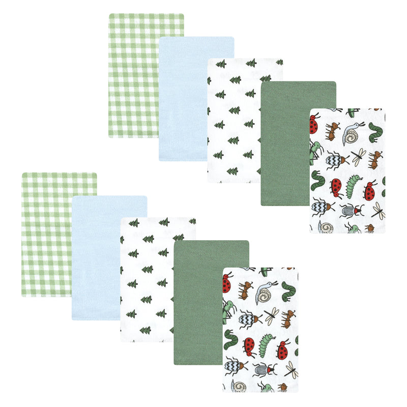 Hudson Baby Cotton Flannel Burp Cloths, Bugs