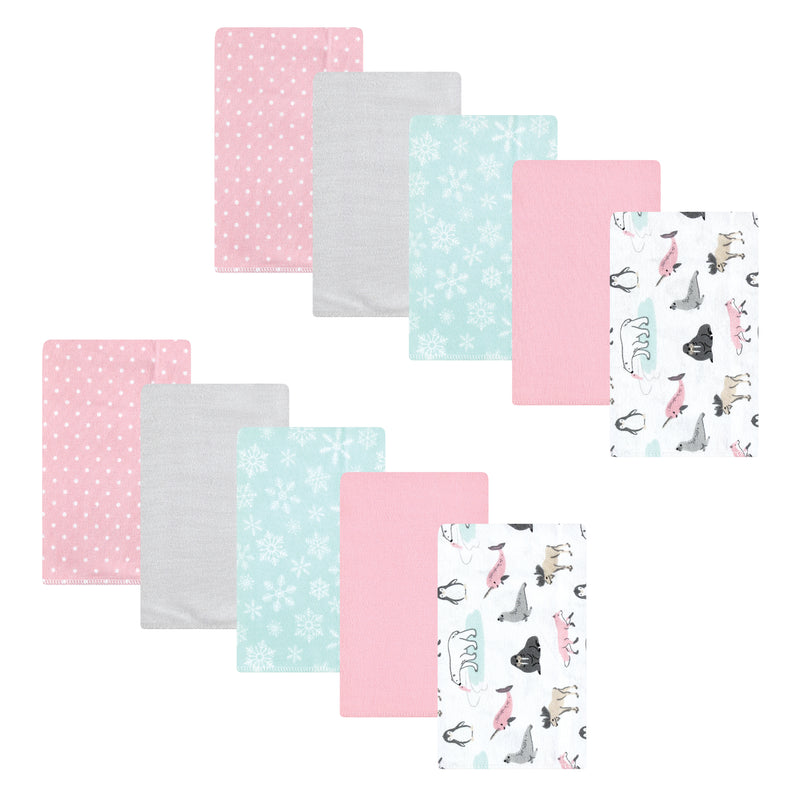 Hudson Baby Cotton Flannel Burp Cloths, Girl Arctic Animals