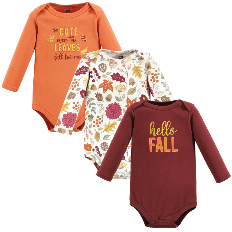 Hudson Baby Cotton Long-Sleeve Bodysuits, Hello Fall