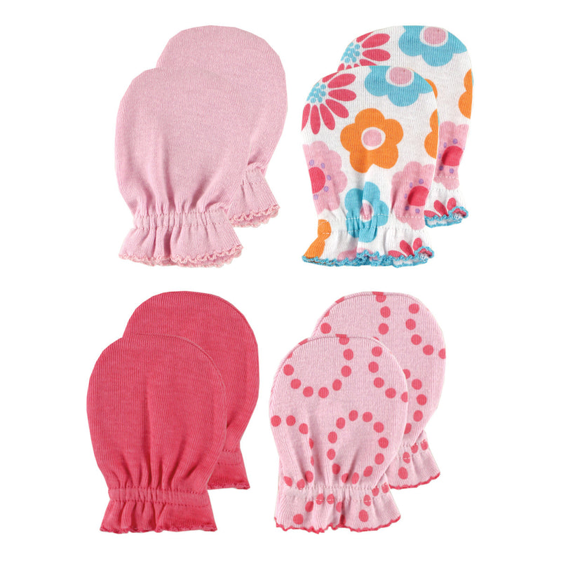 Luvable Friends Cotton Scratch Mittens, Pink Solid