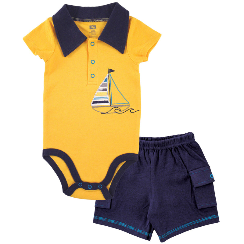 Hudson Baby Cotton Bodysuit and Pant Set, Sailboat