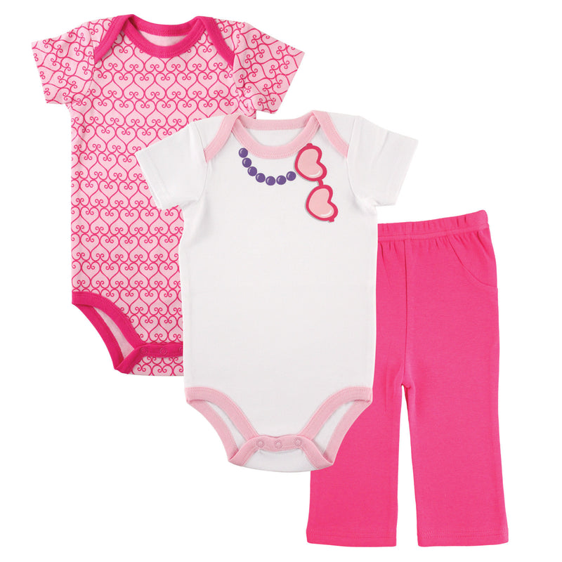 Luvable Friends Cotton Bodysuit and Pant, Pink