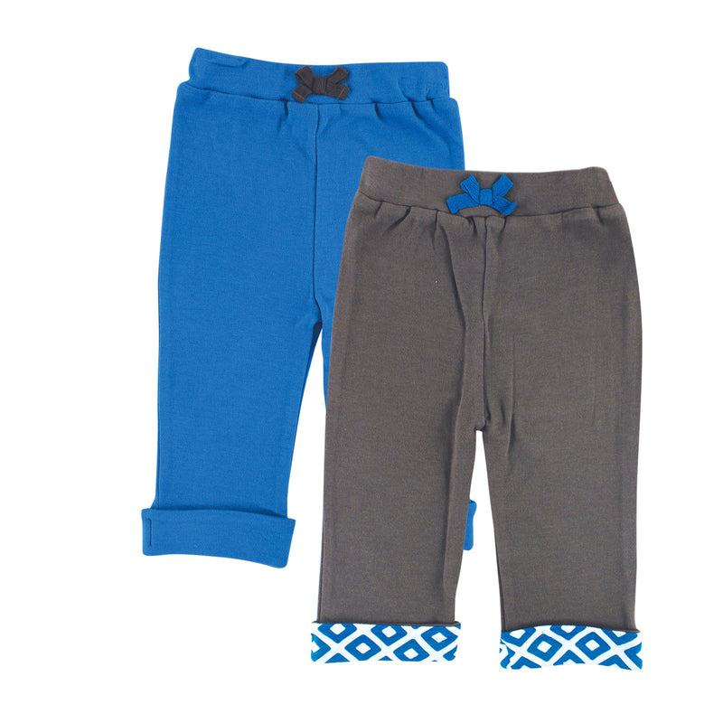 Yoga Sprout Cotton Pants, Blue Elephant