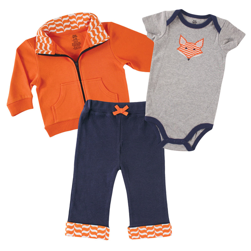 Yoga Sprout Cotton Hoodie, Bodysuit or Tee Top, and Pant, Fox Baby