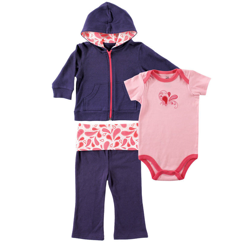 Yoga Sprout Cotton Hoodie, Bodysuit or Tee Top, and Pant, Paisley Baby
