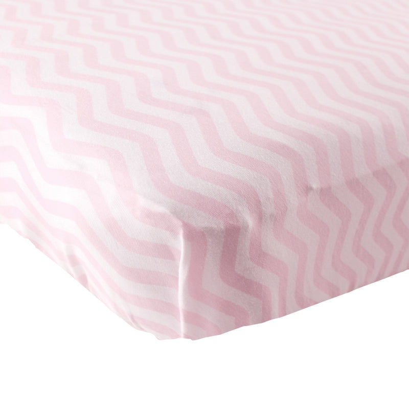 Luvable Friends Fitted Crib Sheet, Pink Chevron