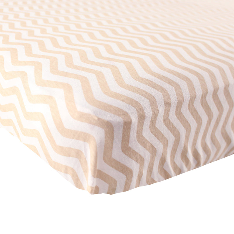 Luvable Friends Fitted Crib Sheet, Tan Chevron