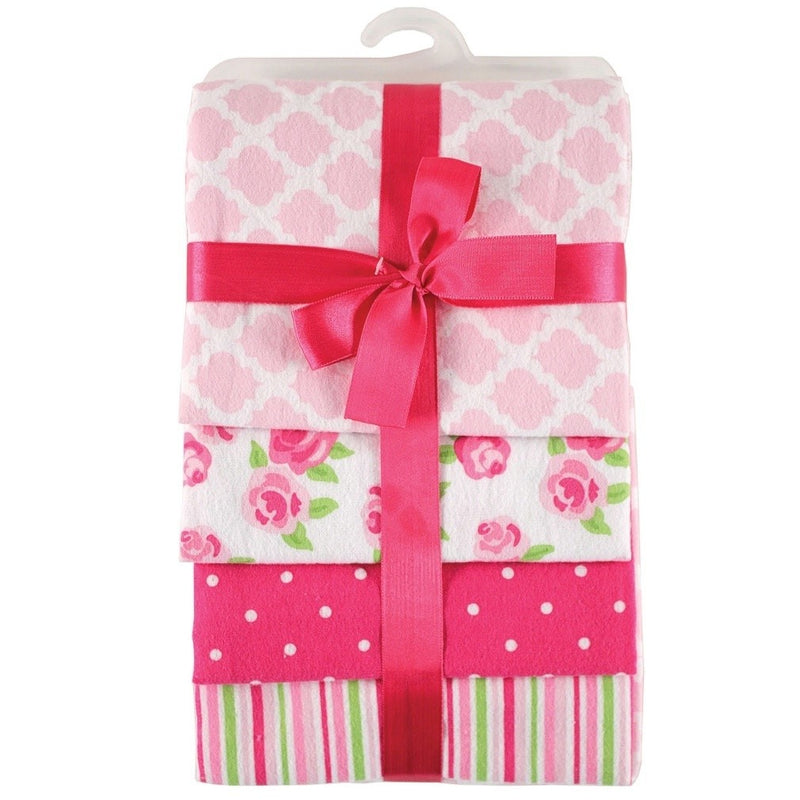 Hudson Baby Cotton Flannel Receiving Blankets, Pink Rose