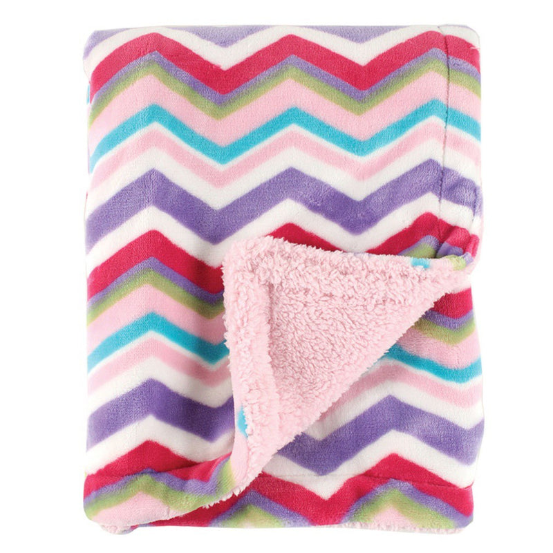 Hudson Baby Plush Blanket with Sherpa Back, Pink