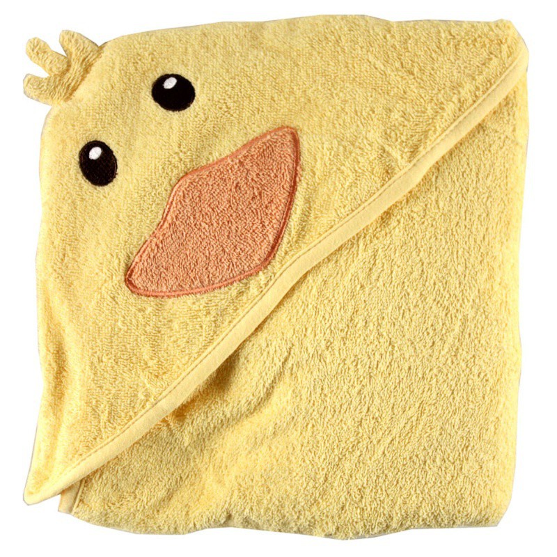 Luvable Friends Cotton Animal Face Hooded Towel, Duck