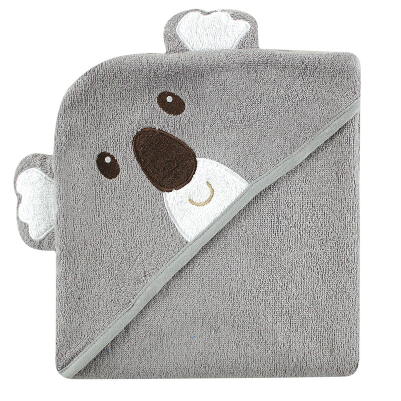 Luvable Friends Cotton Animal Face Hooded Towel, Koala
